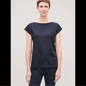 🆕 COS Slim-fit Mercerised Cotton T-Shirt - Navy